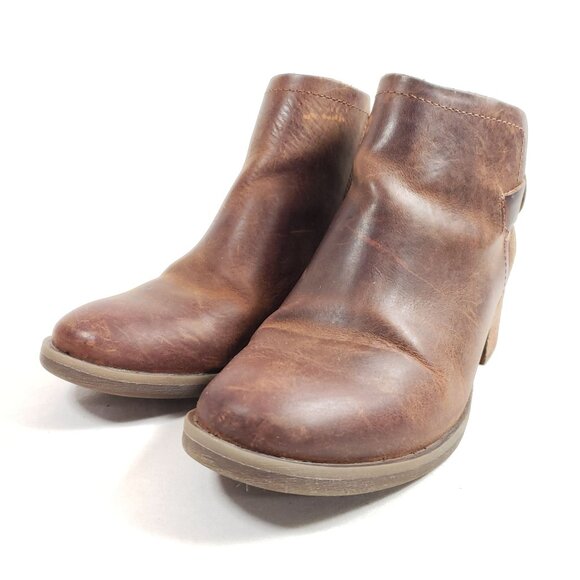 Sam Edelman Women Size 6 Brown Leather Ankle Boots With Buckle Detail Block Heel - Picture 2 of 9